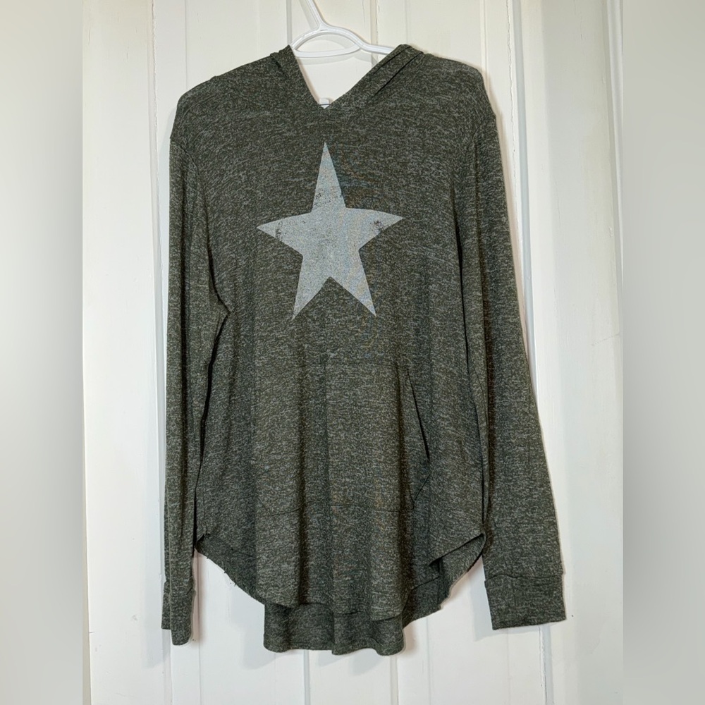 Grayson Threads Olive Knit lightweight shirt hoodie size 2X star green soft